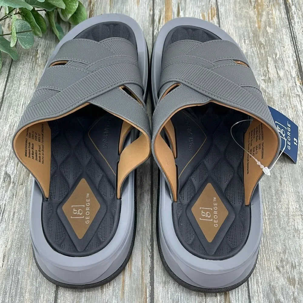 Men's Crossband Slide Sandals Shoes Size 13